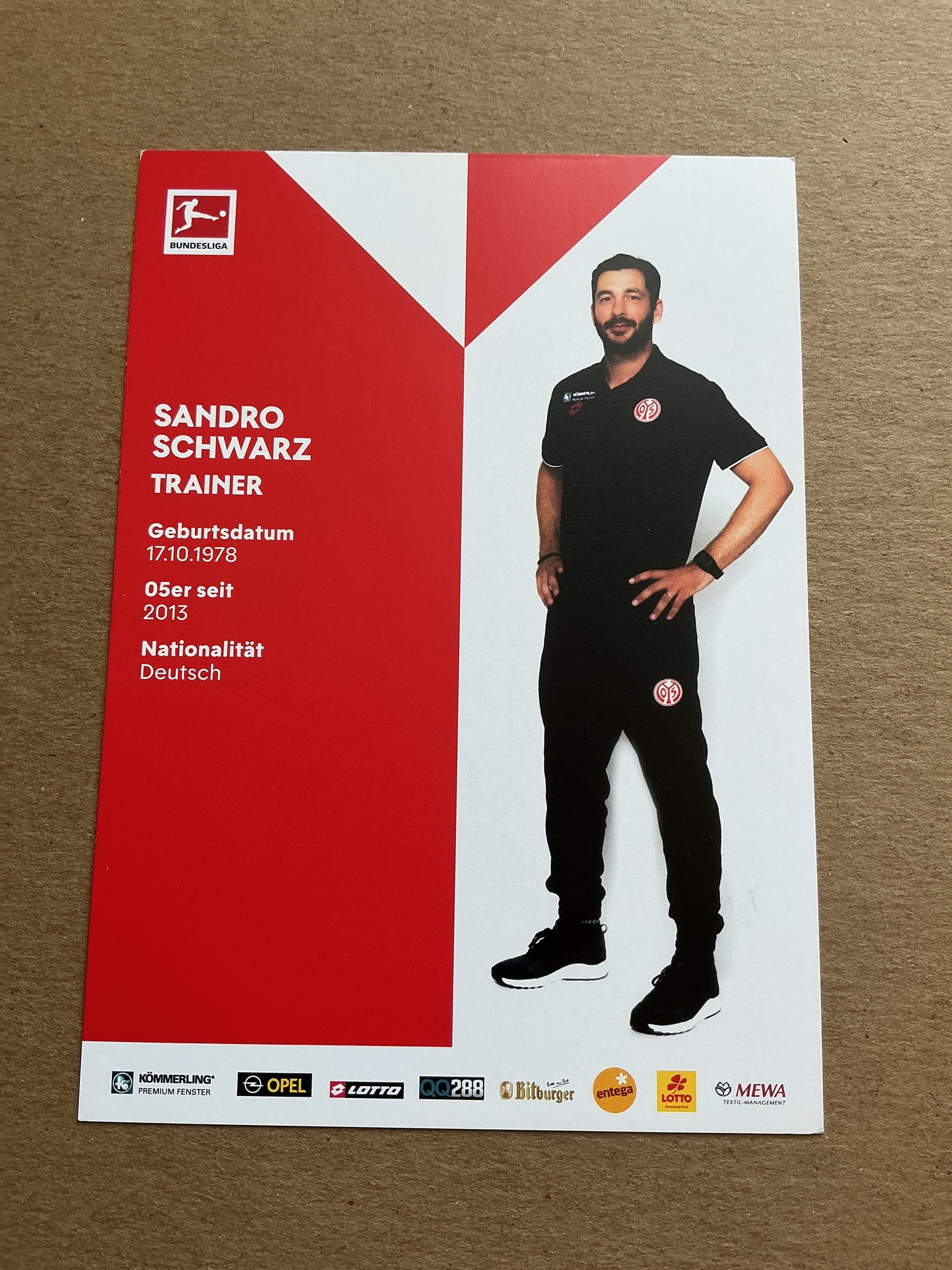 Sandro Schwarz, Germany 🇩🇪 FSV Mainz 05 2019/20 hand signed