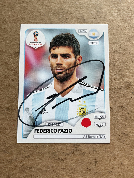 Federico Fazio, Argentina 🇦🇷 FIFA World Cup 2018 Panini hand signed