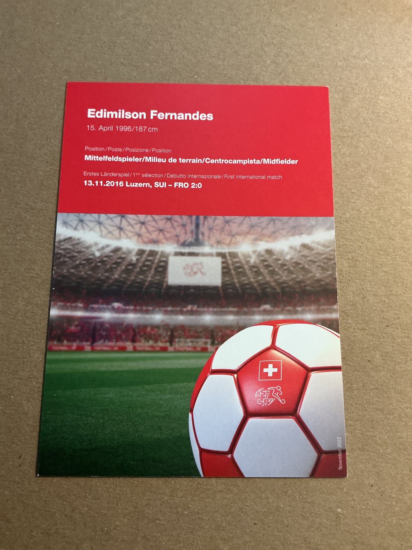 Edmilson Fernandes, Switzerland 🇨🇭FIFA World Cup 2022  hand signed