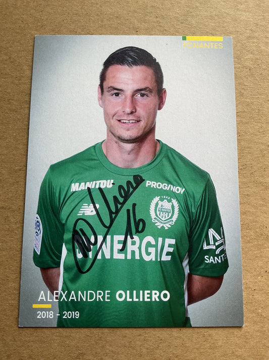 Alexandre Olliero, France 🇫🇷 FC Nantes 2018/19 hand signed