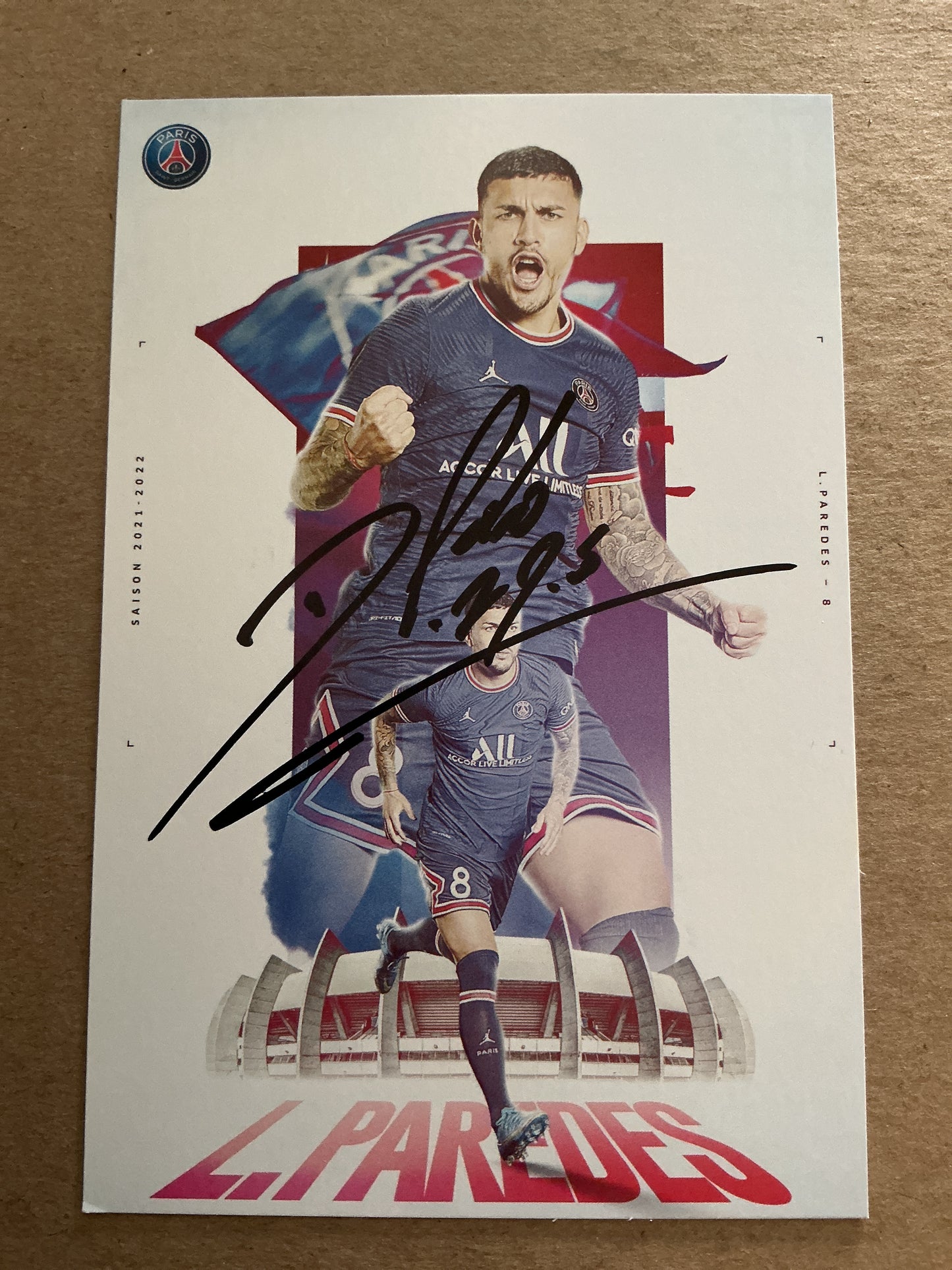 Leandro Paredes, Argentina 🇦🇷 Paris Saint-Germain 2021/22 hand signed
