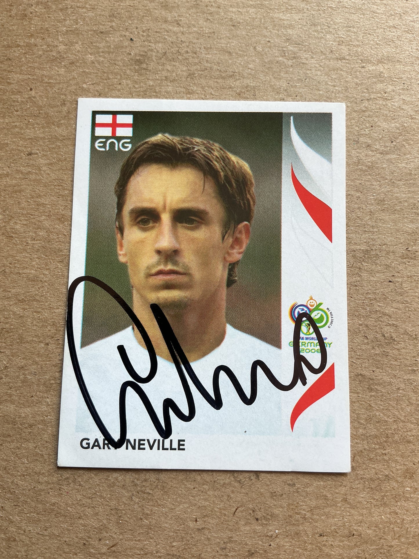 Gary Neville, England 🏴󠁧󠁢󠁥󠁮󠁧󠁿 FIFA World Cup 2006 Panini hand signed