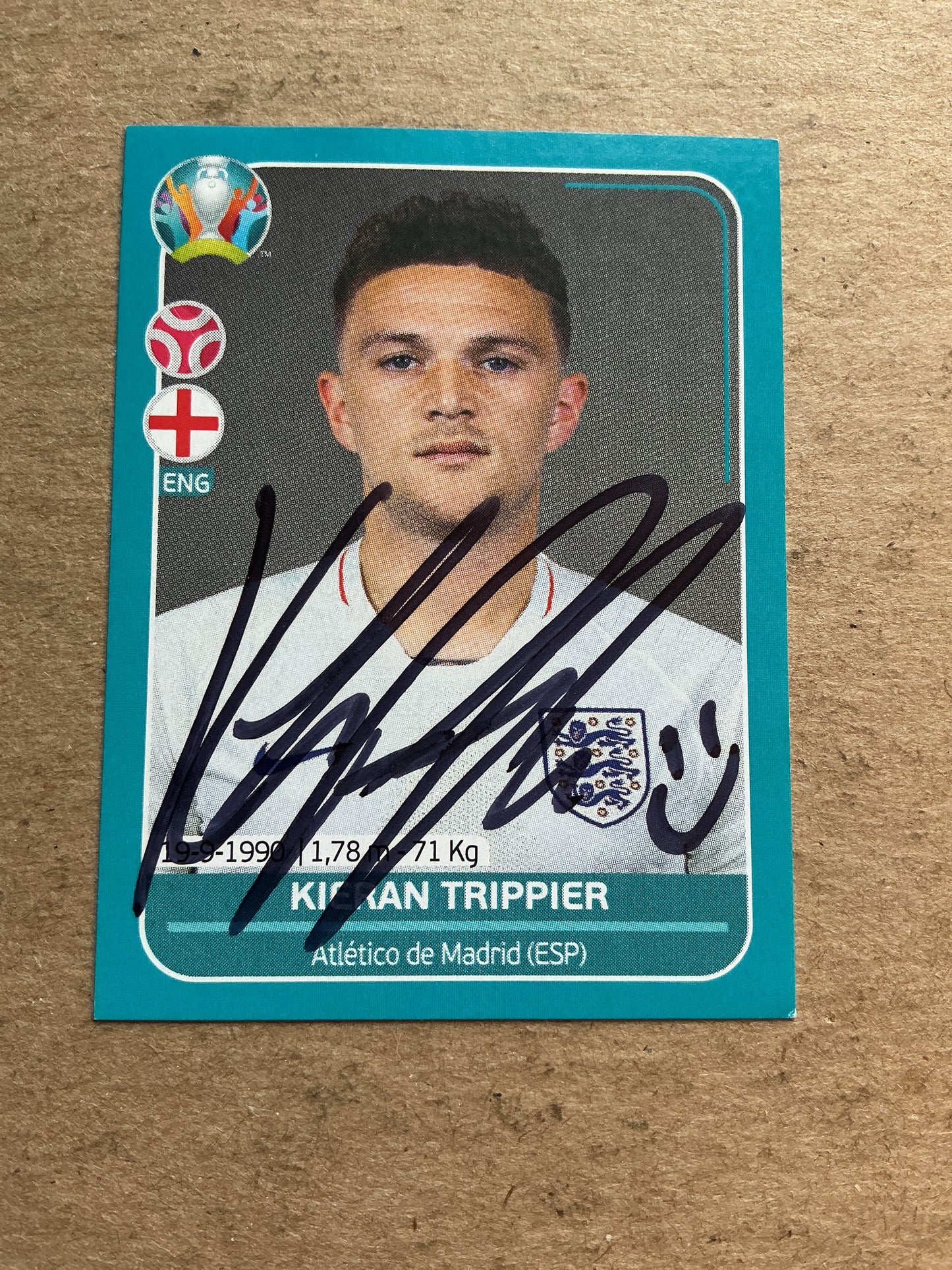 Kieran Trippier, England 🏴󠁧󠁢󠁥󠁮󠁧󠁿 UEFA Euro 2020 Panini hand signed