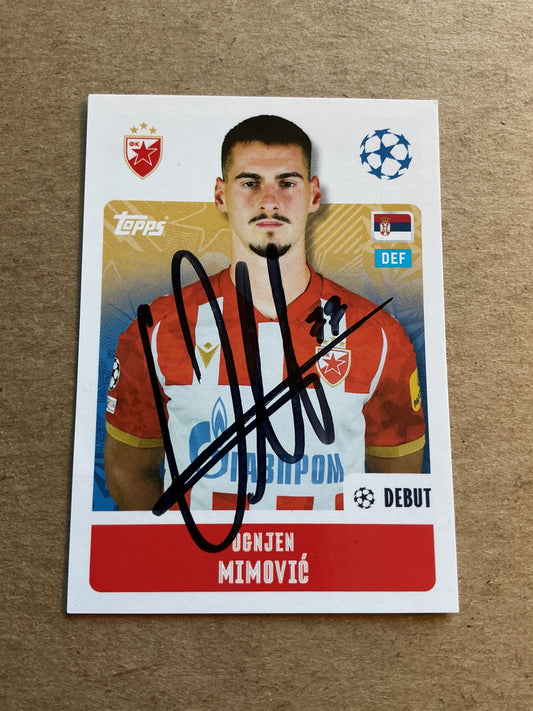 Ognjen Mimović, Serbia 🇷🇸 Red Star Belgrade 2024/25 Topps hand signed