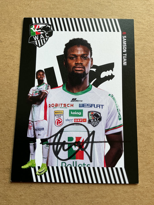 Samson Tijani, Nigeria 🇳🇬  Wolfsberger AC 2023/24 hand signed