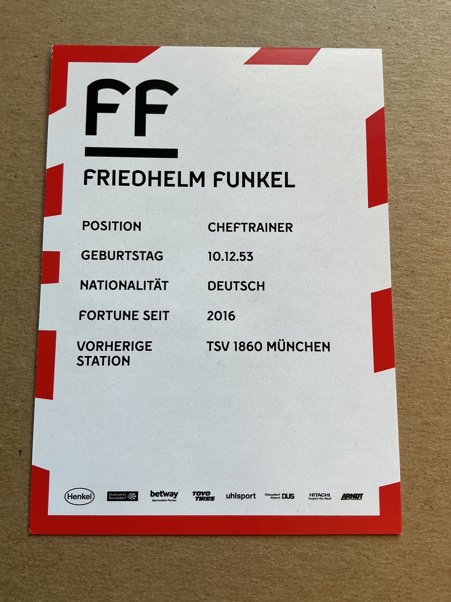 Friedhelm Funkel, Germany 🇩🇪 Fortuna Düsseldorf 2019/20 hand signed
