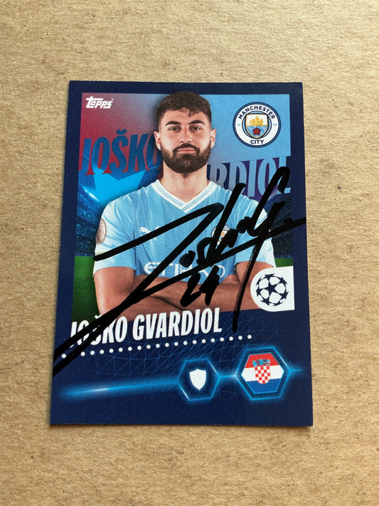 Josko Gvardiol, Croatia 🇭🇷 Manchester City 2023/24 Topps hand signed