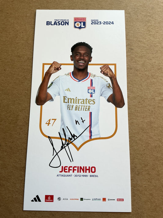 Jeffinho, Brazil 🇧🇷 Olympique Lyon 2023/24 hand signed
