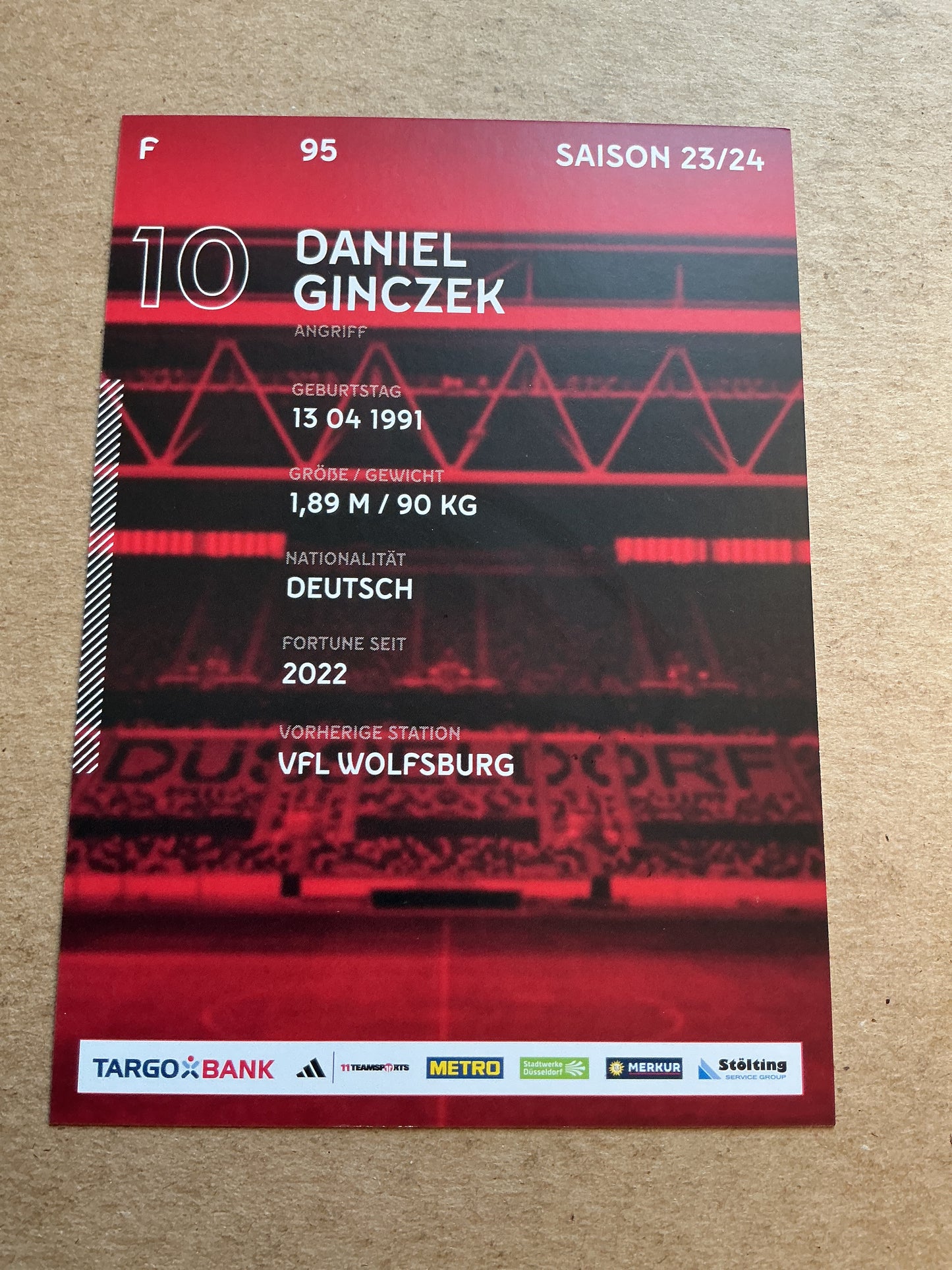 Daniel Ginczek, Germany 🇩🇪 Fortuna Düsseldorf 2023/24 hand signed