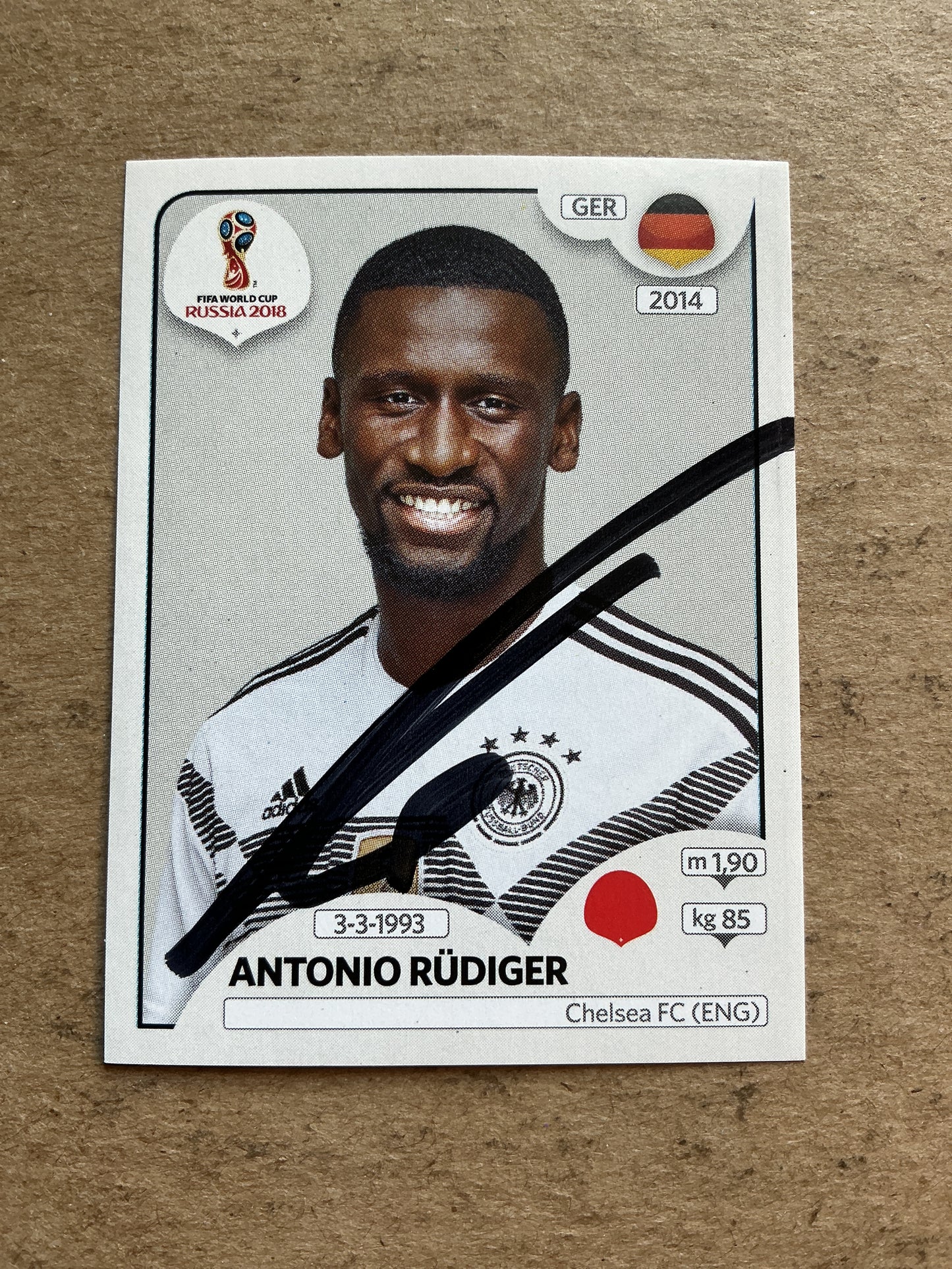 Antonio Rüdiger, Germany 🇩🇪 FIFA World Cup 2018 Panini hand signed