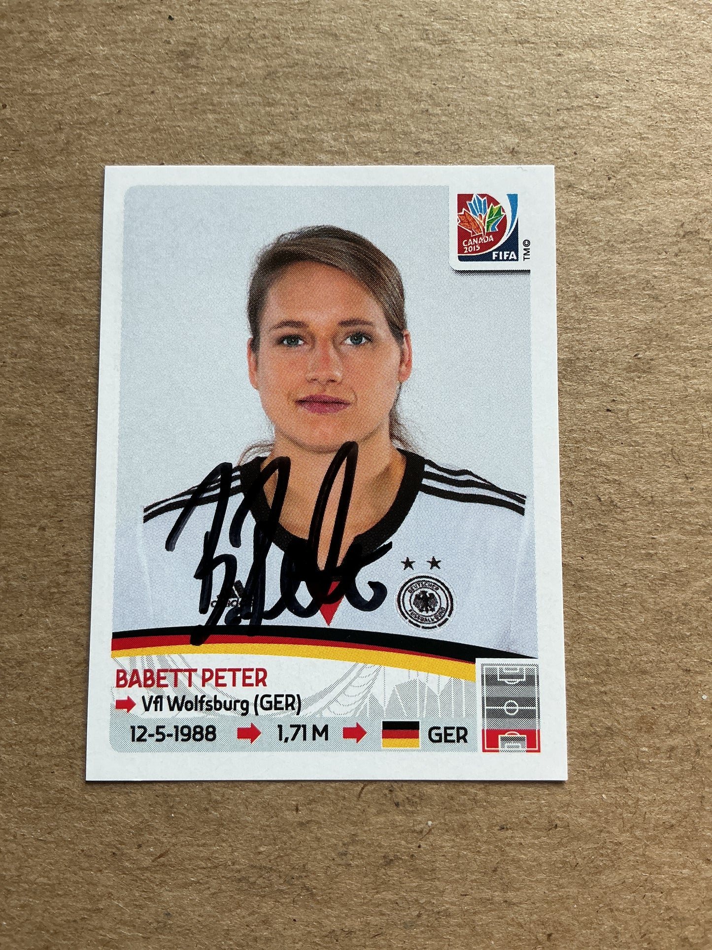Babett Peter, Germany 🇩🇪 FIFA Women’s World Cup 2015 Panini hand signed
