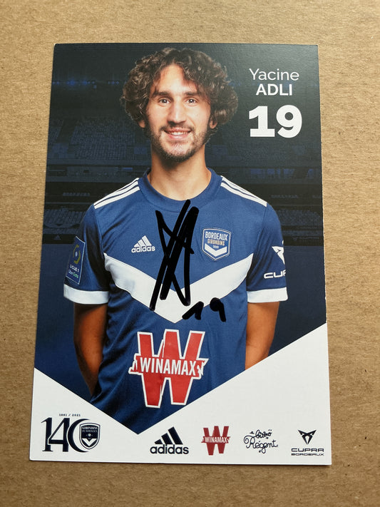 Yacine Adli, France 🇫🇷 Girondins Bordeaux 2021/22 hand signed