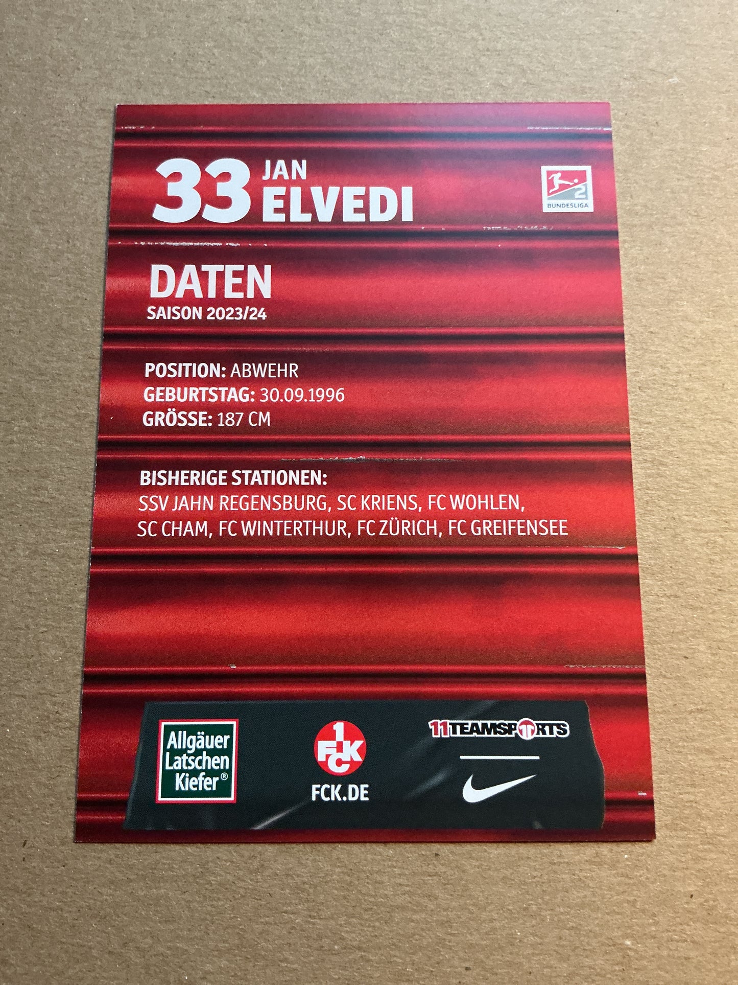 Jan Elvedi, Switzerland 🇨🇭 1.FC Kaiserslautern 2023/24 hand signed