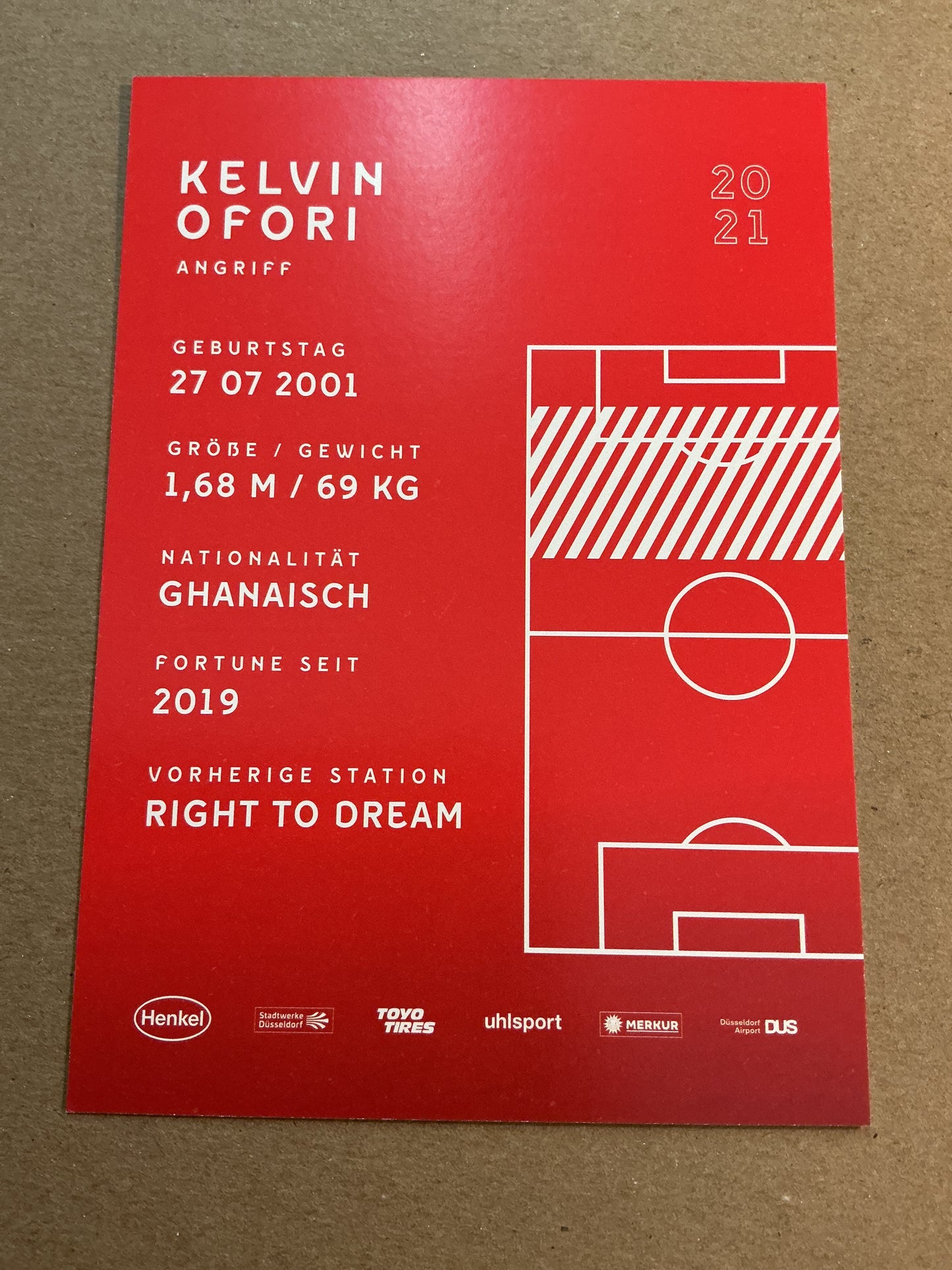 Kelvin Ofori, Ghana 🇬🇭 Fortuna Düsseldorf 2020/21 hand signed