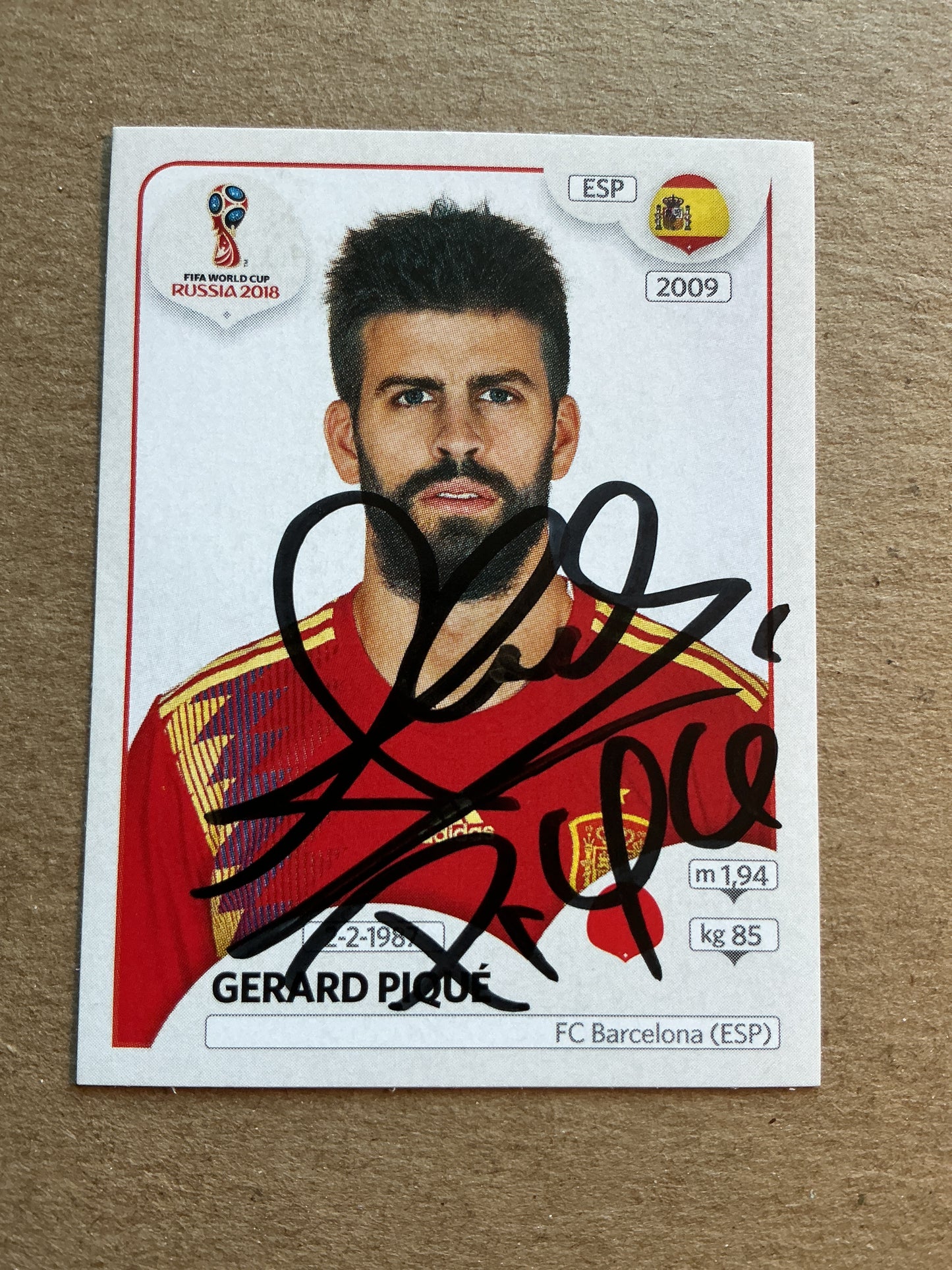 Gerard Piqué, Spain 🇪🇸 FIFA World Cup 2018 Panini hand signed