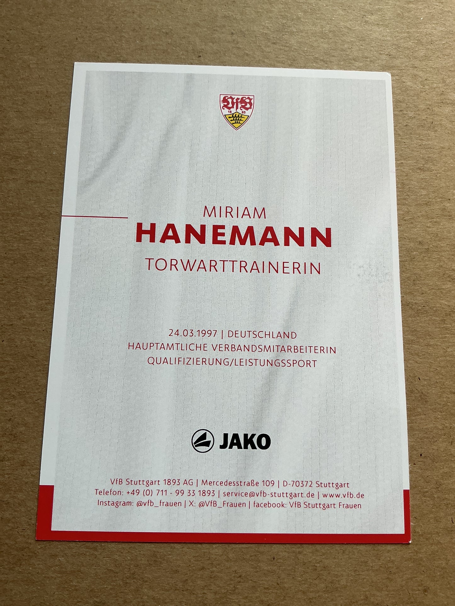 Miriam Hanemann, Germany 🇩🇪 VfB Stuttgart 2024/25 hand signed