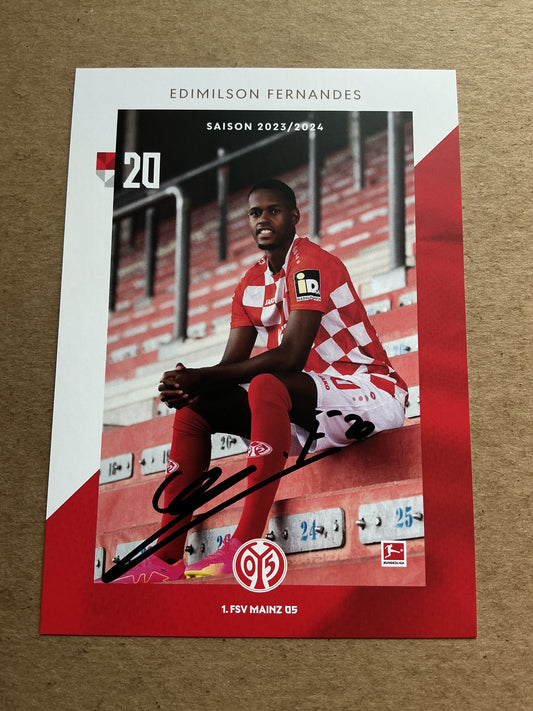 Edmilson Fernandes, Switzerland 🇨🇭 FSV Mainz 05 2023/24 hand signed