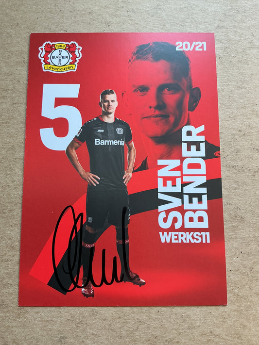 Sven Bender, Germany 🇩🇪 Bayer 04 Leverkusen 2020/21 hand signed