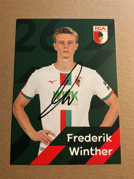 Frederik Winther, Denmark 🇩🇰 FC Augsburg 2023/24 hand signed