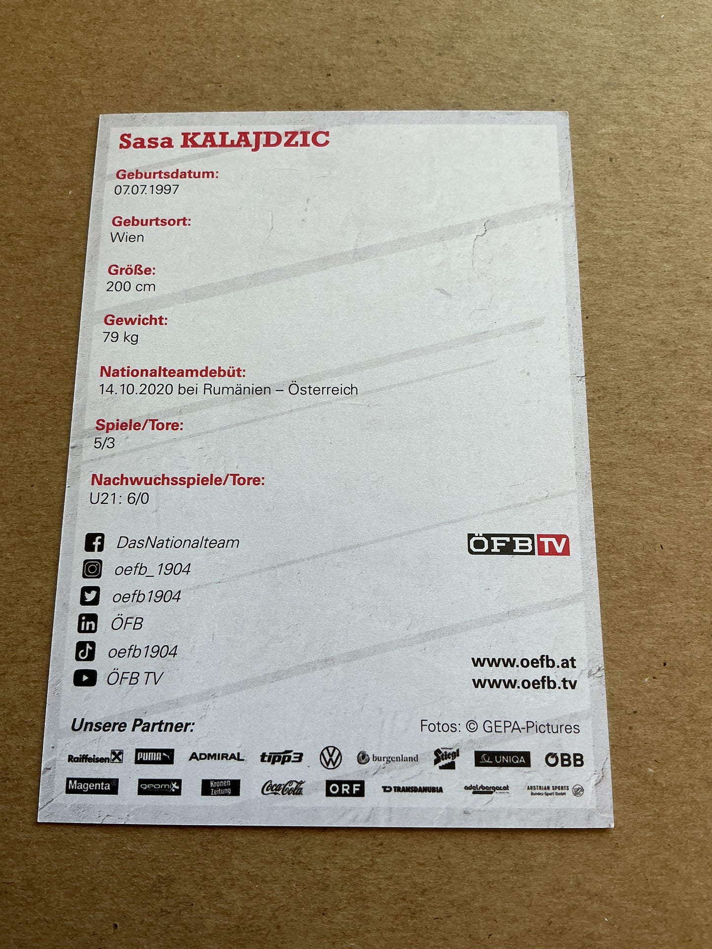 Sasa Kalajdzic, Austria 🇦🇹 2021 hand signed