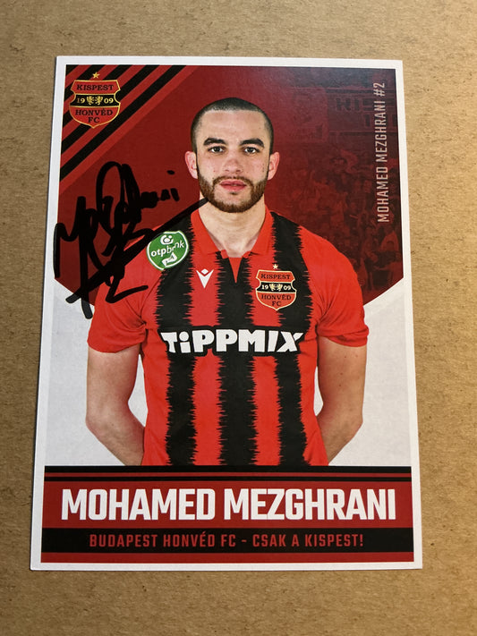 Mohamed Mezghrani, Belgium 🇧🇪 Budapest Honvéd FC 2021/22 hand signed