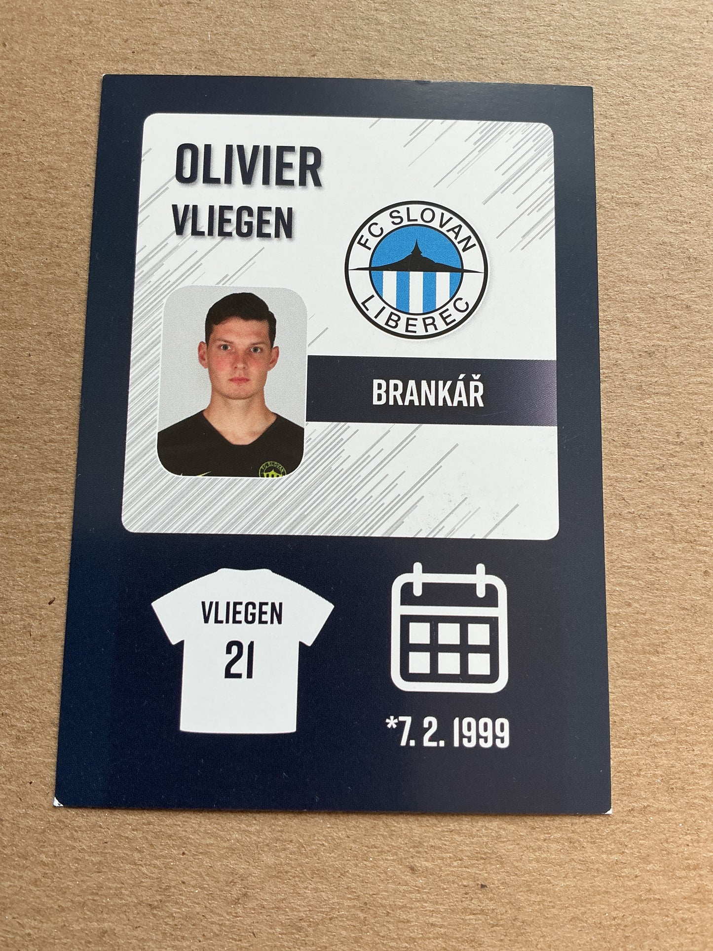 Olivier Vliegen, Belgium 🇧🇪 FC Slovan Liberec 2019/20 hand signed