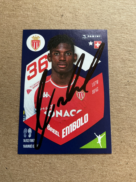 Breel Embolo, Switzerland 🇨🇭 AS Monaco 2024 Panini hand signed