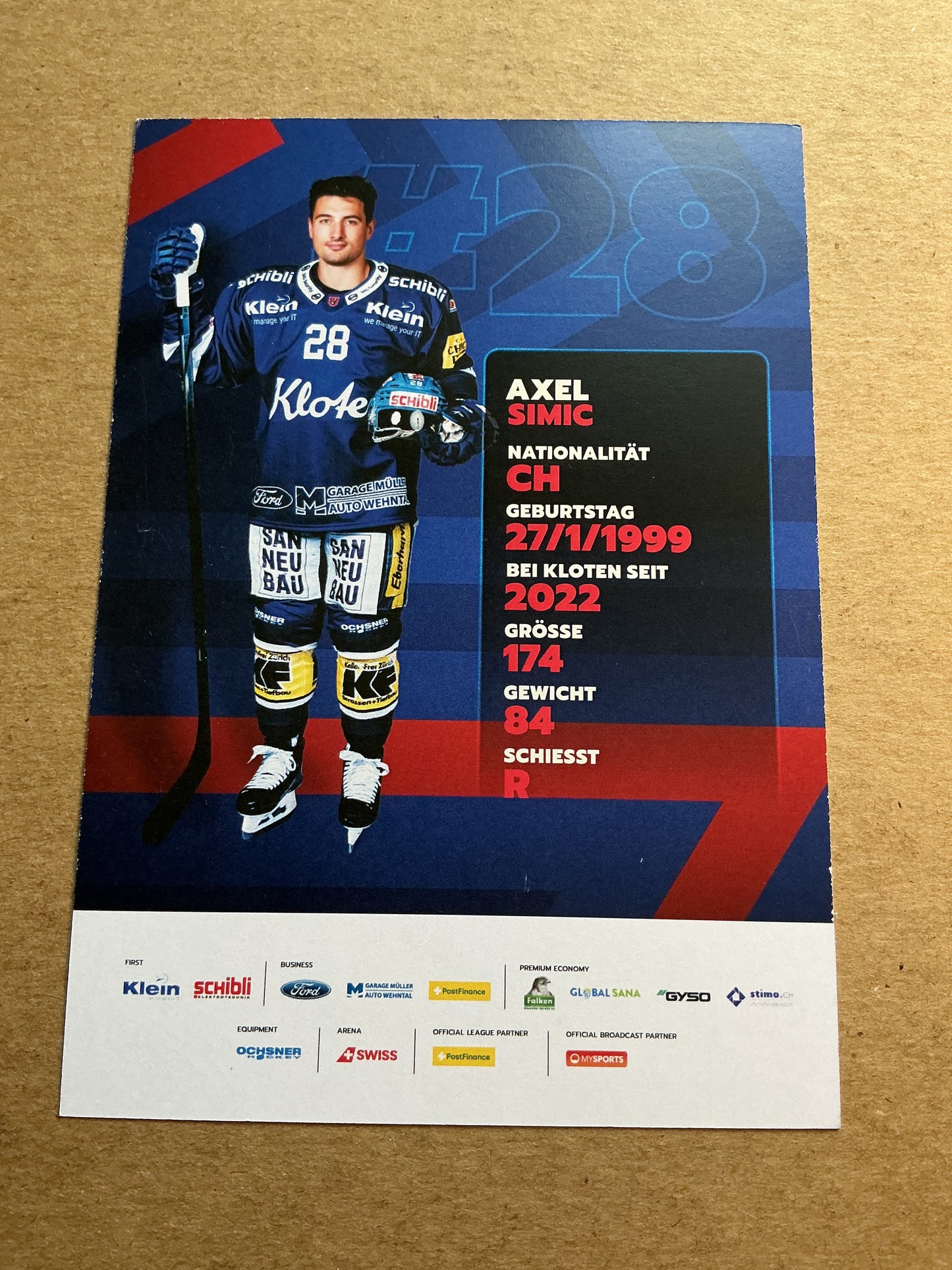 Axel Simic, Switzerland 🇨🇭 EHC Kloten 2024/25 hand signed