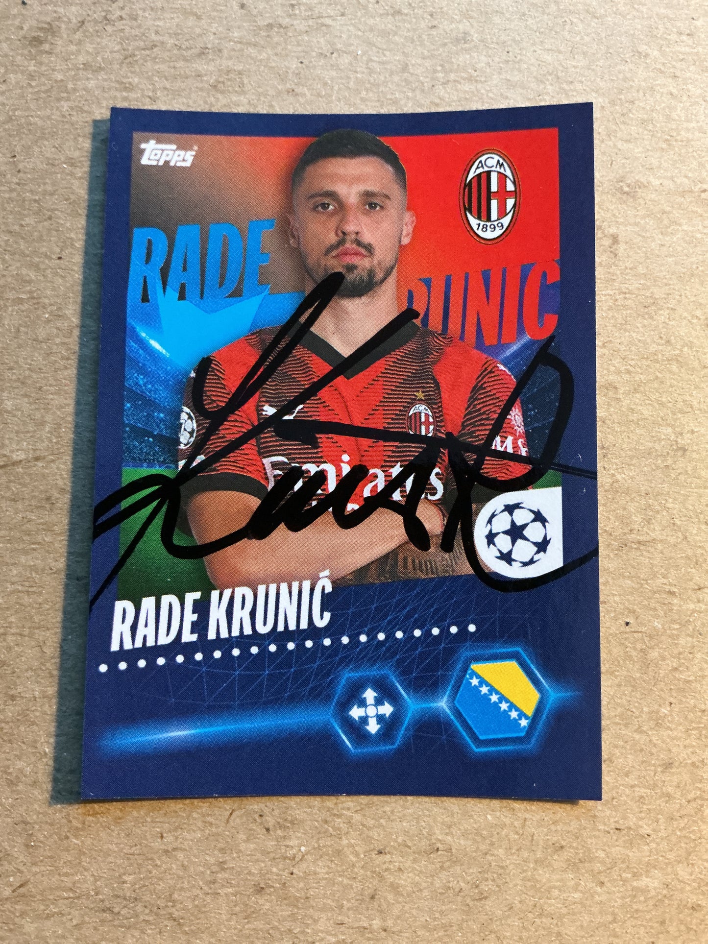 Rade Krunić, Bosnia 🇧🇦 AC Milan 2023/24 Topps hand signed