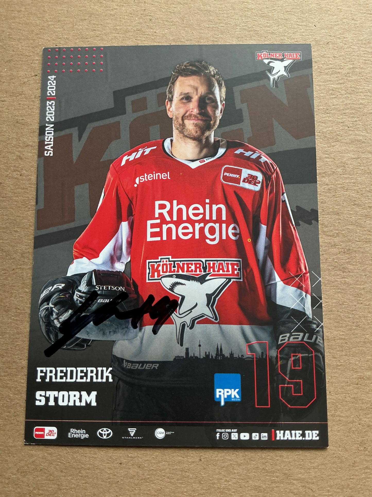 Frederik Storm, Denmark 🇩🇰 Kölner Haie 2023/24 hand signed