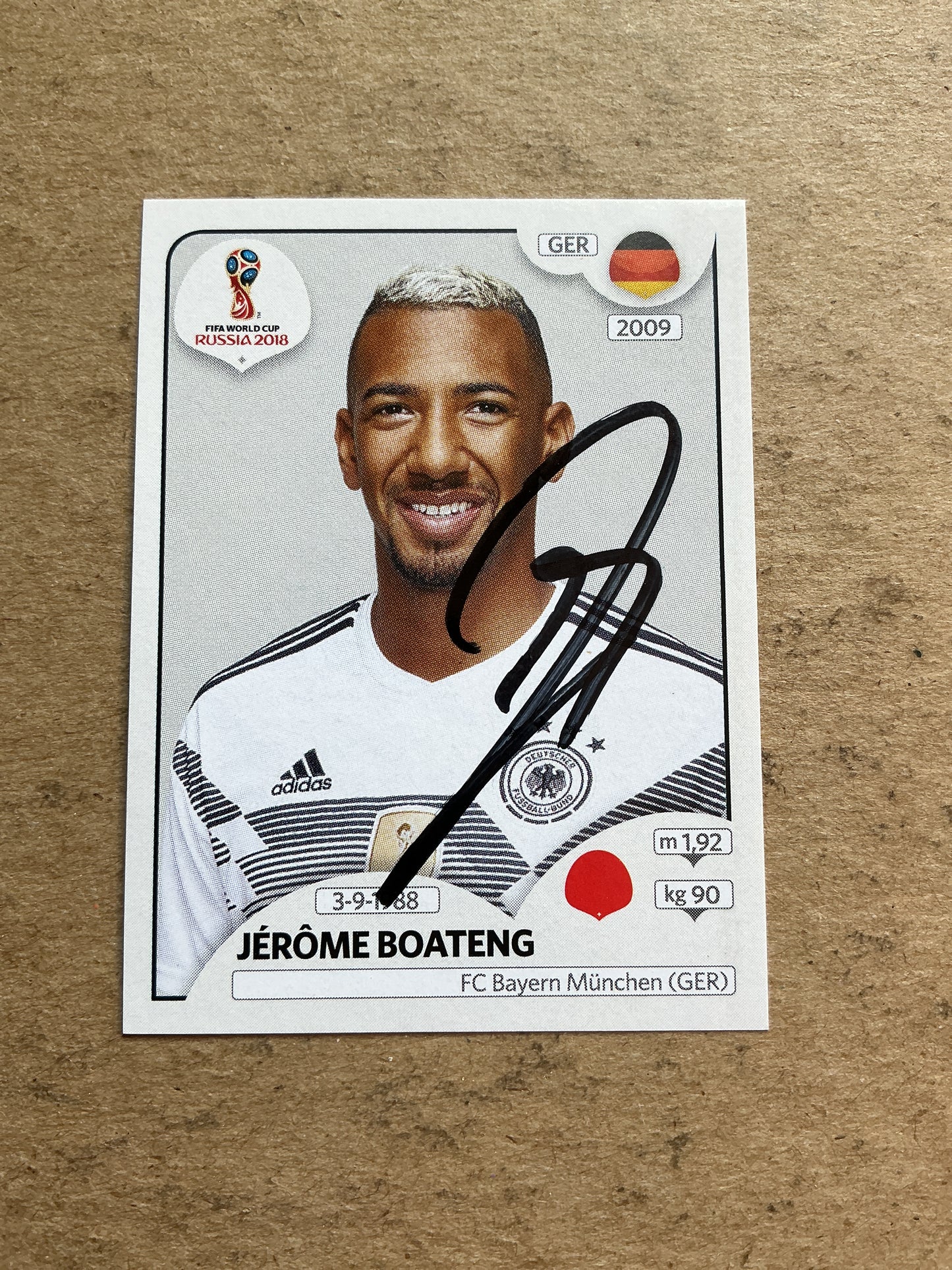 Jérôme Boateng, Germany 🇩🇪 FIFA World Cup 2018 Panini hand signed
