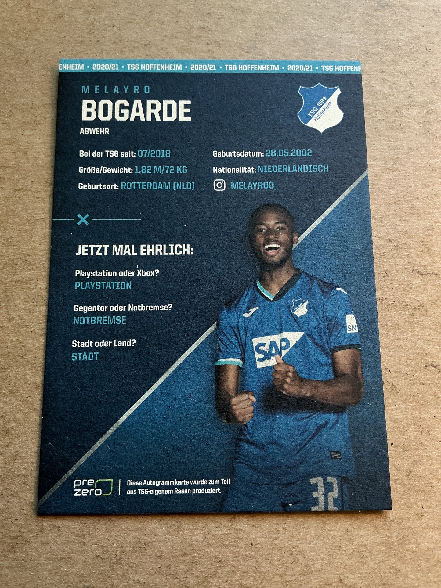 Melayro Bogarde, Netherlands 🇳🇱 TSG 1899 Hoffenheim 2020/21 hand signed