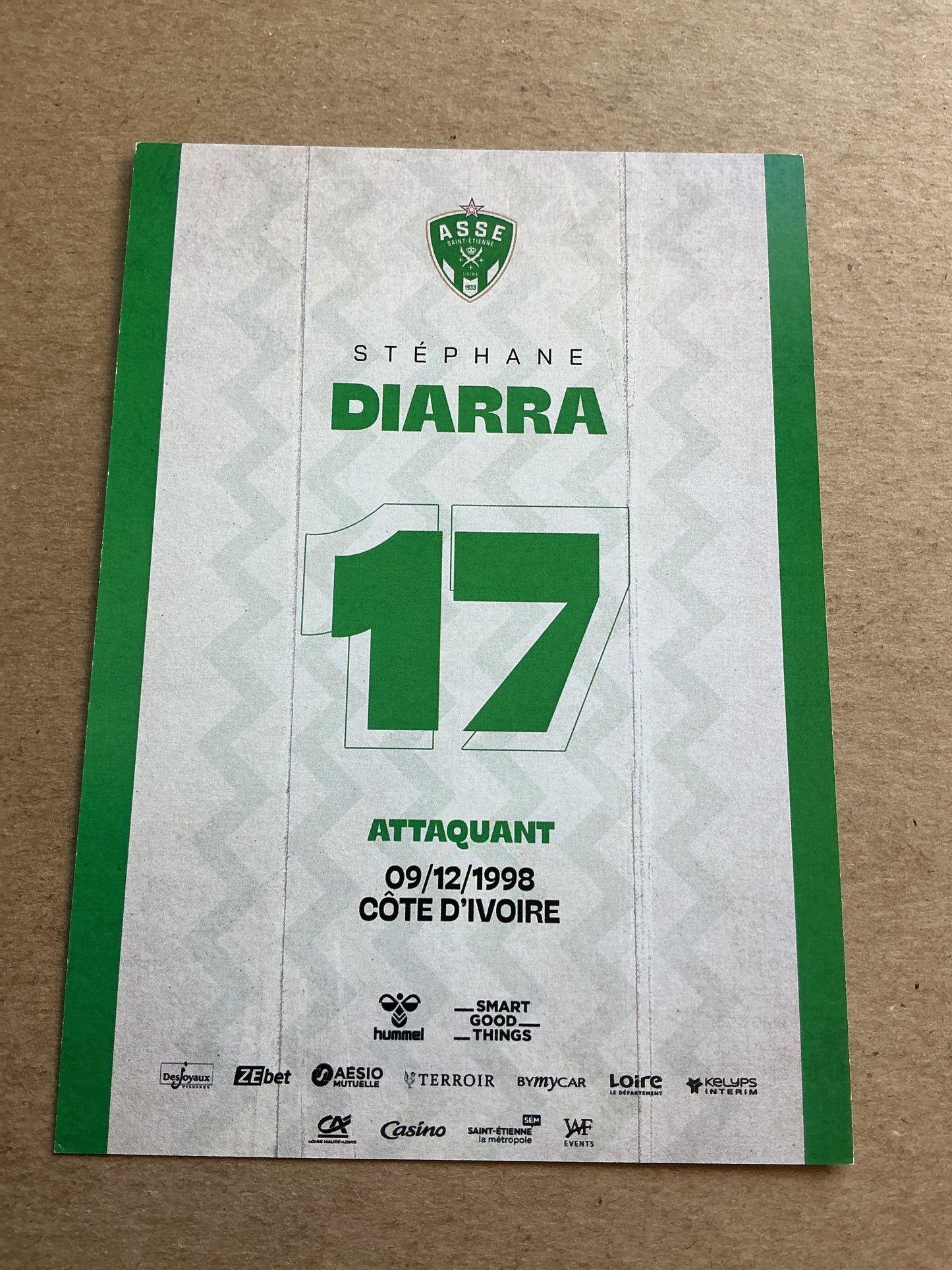 Stephane Diarra, Ivory Coast 🇨🇮 AS Saint-Etienne 2023/24 hand signed