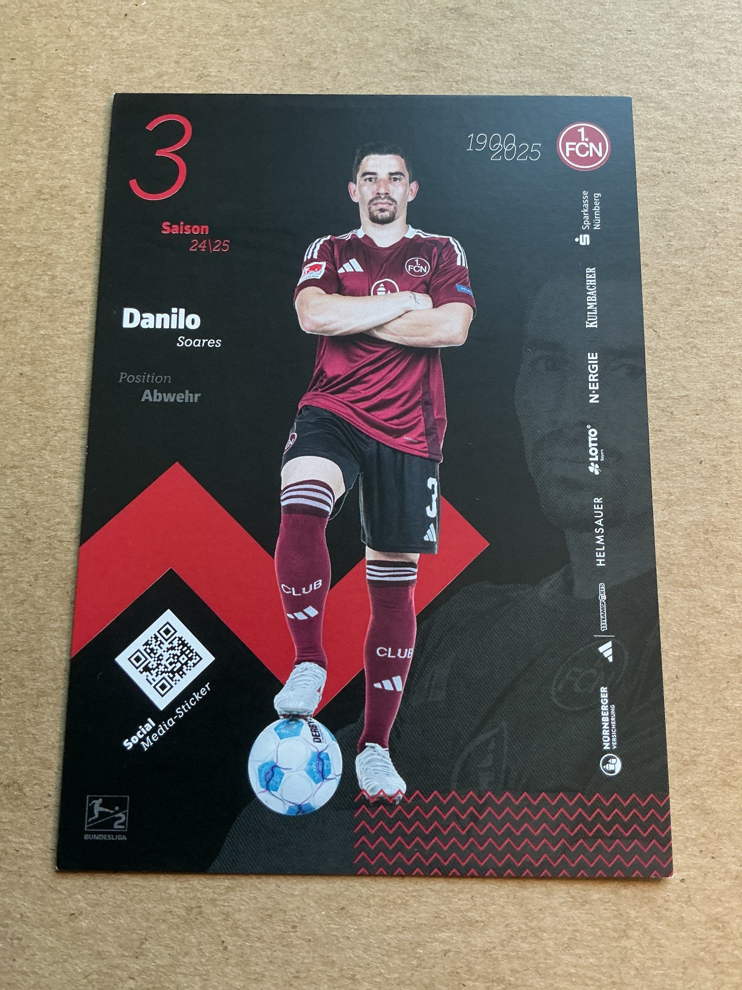 Danilo Soares, Brazil 🇧🇷 1.FC Nürnberg 2024/25 hand signed