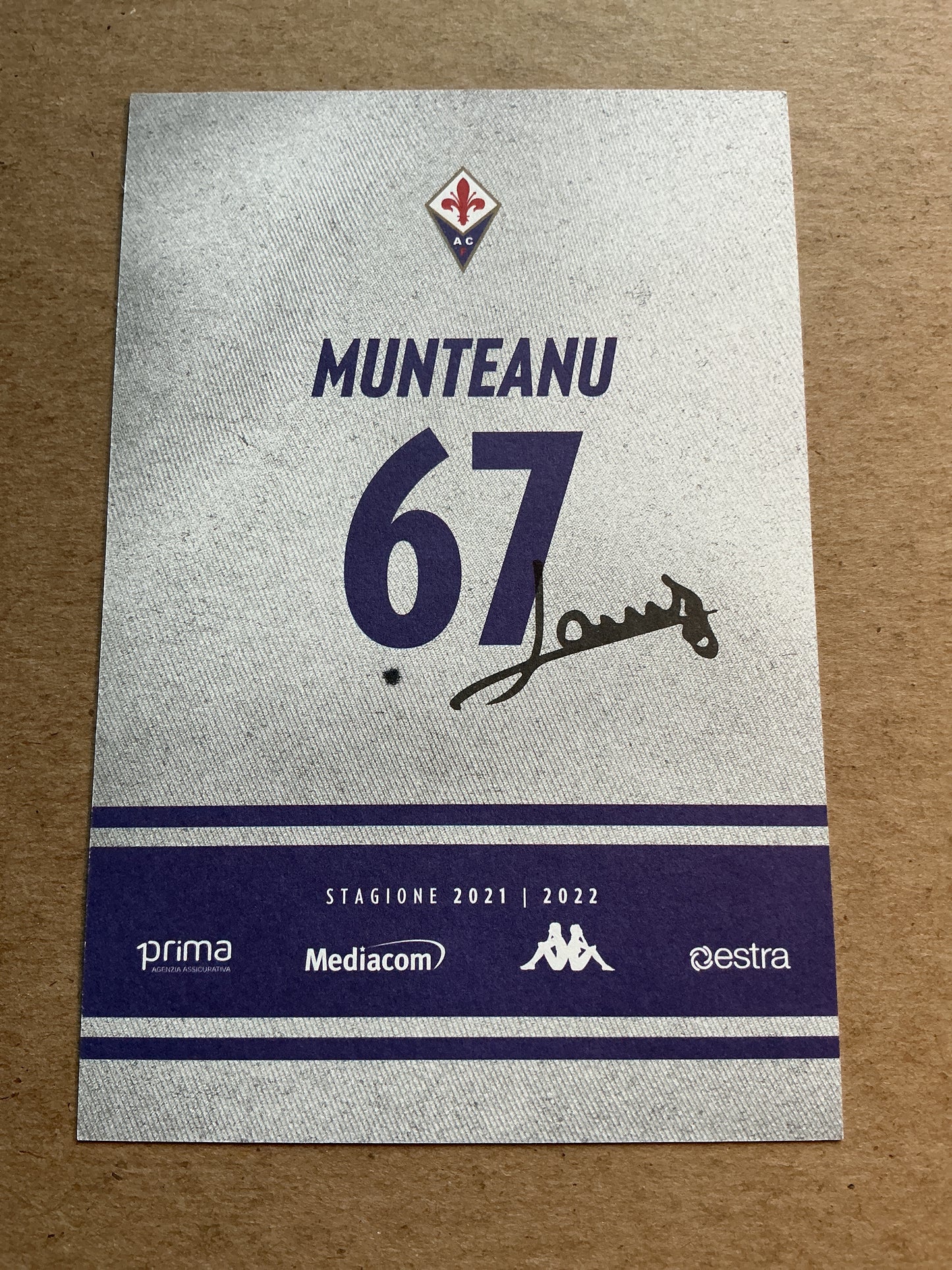 Louis Munteanu, Romania 🇷🇴 ACF Fiorentina 2021/22 hand signed