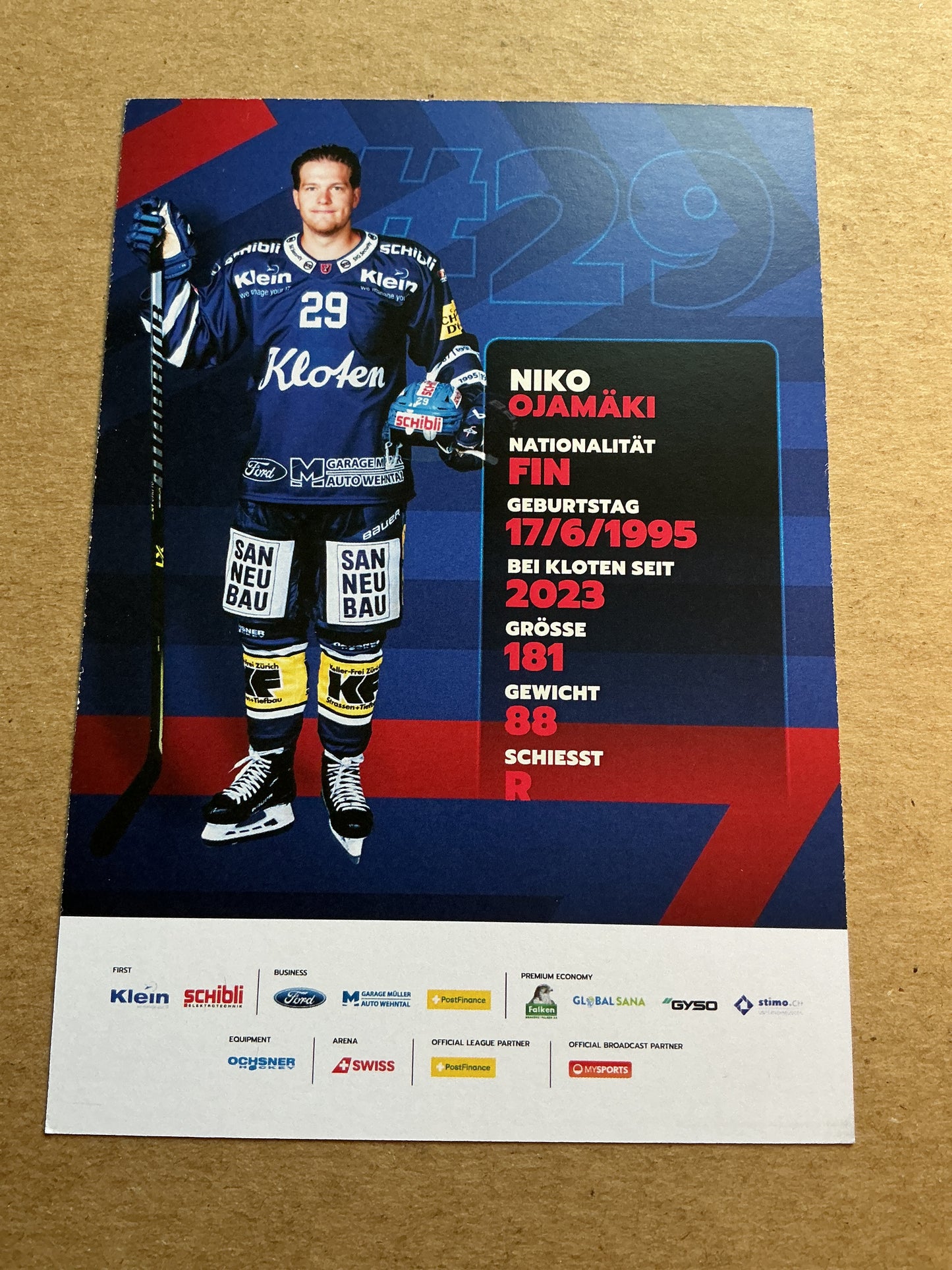 Niko Ojamäki, Finland 🇫🇮 EHC Kloten 2024/25 hand signed