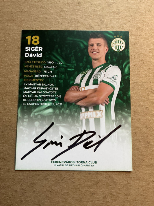 Dávid Sigér, Hungary 🇭🇺 Ferencváros 2022/23 hand signed