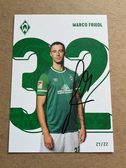 Marco Friedl, Austria 🇦🇹 SV Werder Bremen 2021/22 hand signed