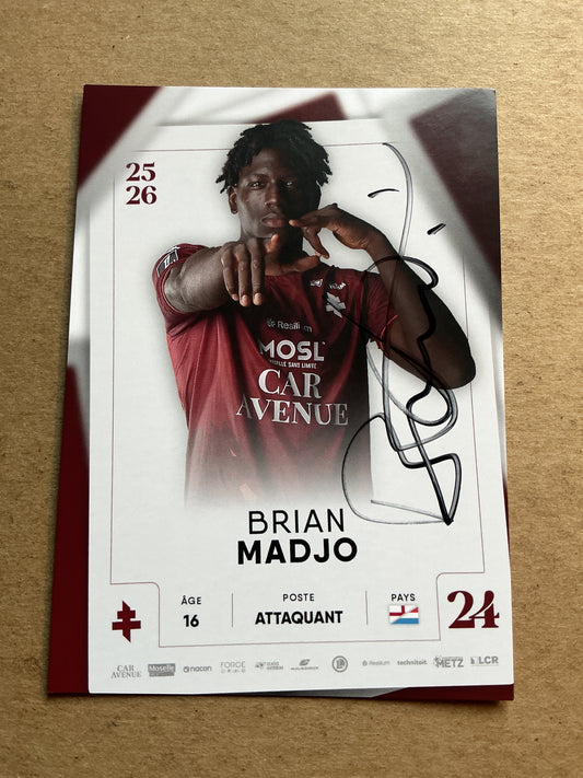 Brian Madjo, England 🏴󠁧󠁢󠁥󠁮󠁧󠁿 FC Metz 2025/26 hand signed