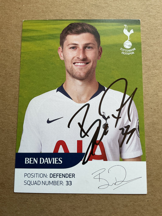 Ben Davies, Wales 🏴󠁧󠁢󠁷󠁬󠁳󠁿 Tottenham Hotspur 2018/19 hand signed