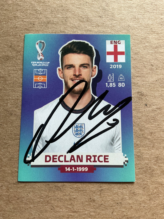 Declan Rice, England 🏴󠁧󠁢󠁥󠁮󠁧󠁿 FIFA World Cup 2022 Panini hand signed
