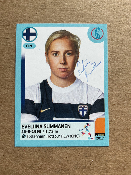 Evelina Summanen, Finland 🇫🇮 UEFA Women’s Euro Cup 2022 Panini hand signed
