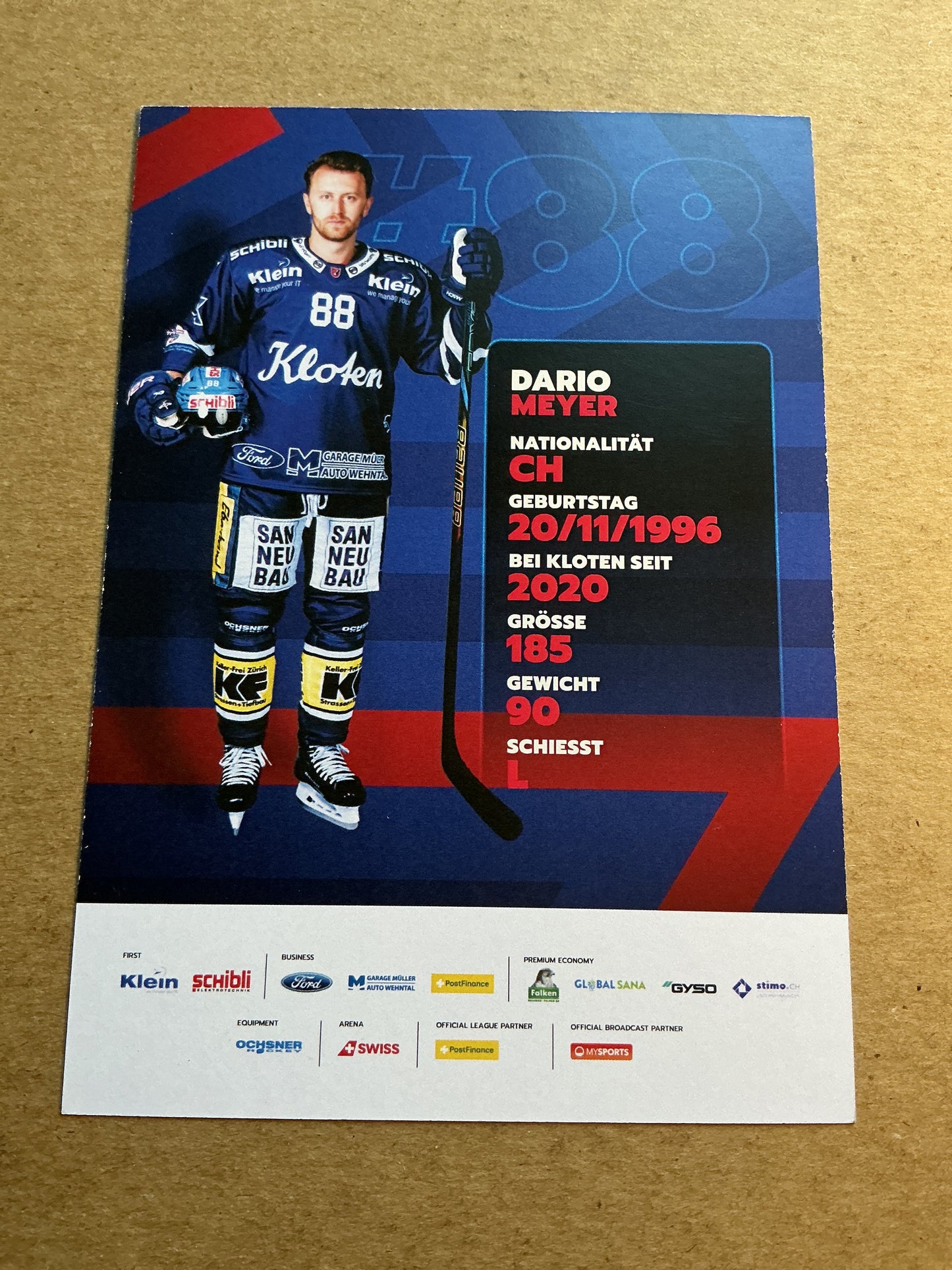 Dario Meyer, Switzerland 🇨🇭 EHC Kloten 2024/25 hand signed