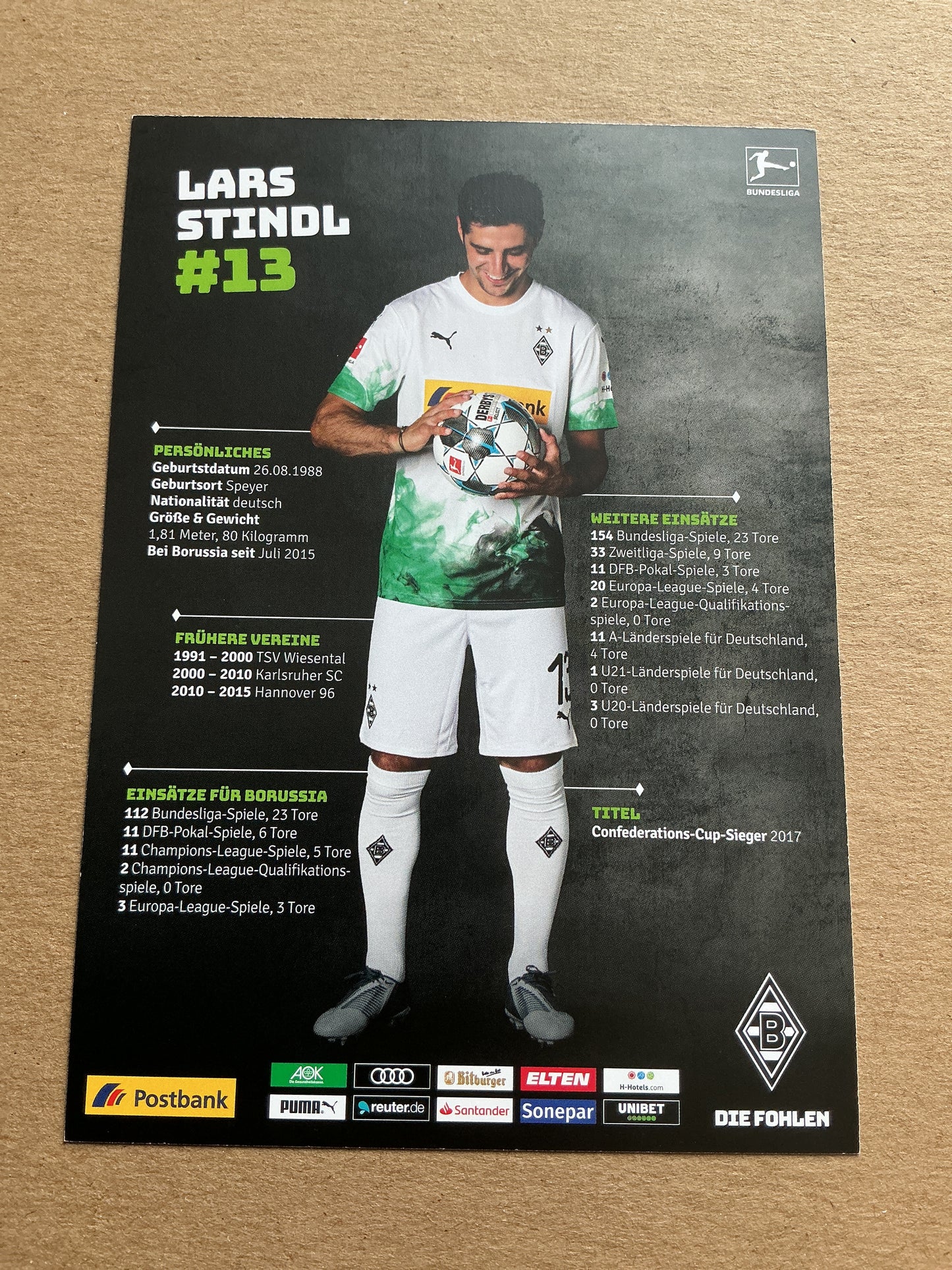 Lars Stindl, Germany 🇩🇪 Borussia Mönchengladbach 2019/20 hand signed