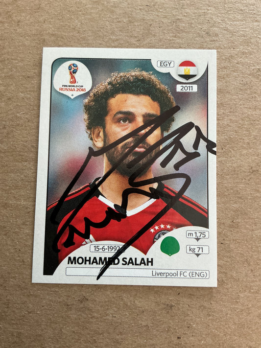 Mohamed Salah, Egypt 🇪🇬 FIFA World Cup 2018 Panini hand signed