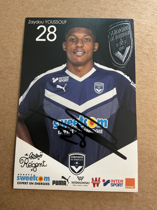 Zaydou Youssouf, France 🇫🇷 Girondins Bordeaux 2018/19 hand signed