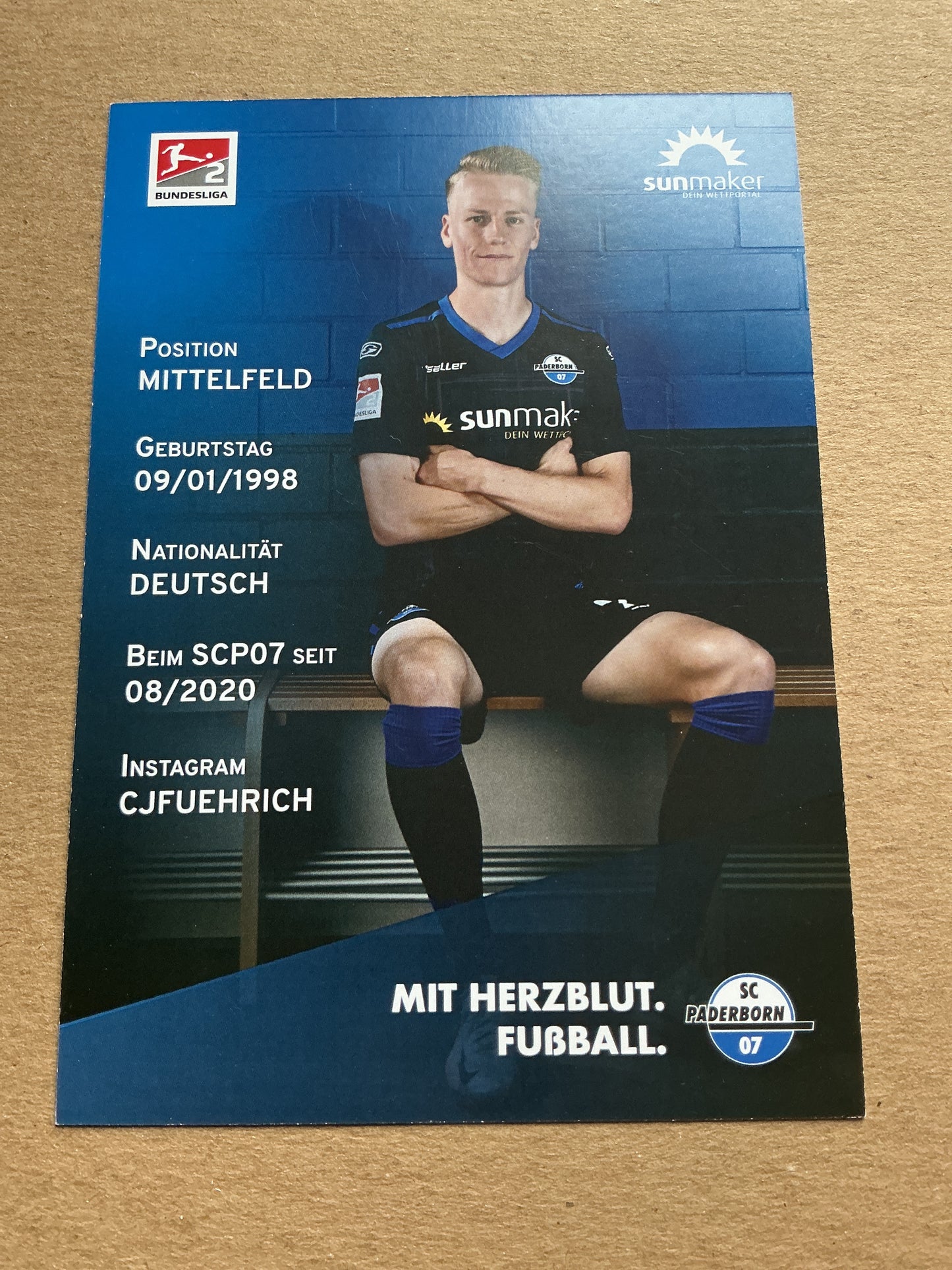 Chris Führich, Germany 🇩🇪 SC Paderborn 07 2020/21 hand signed