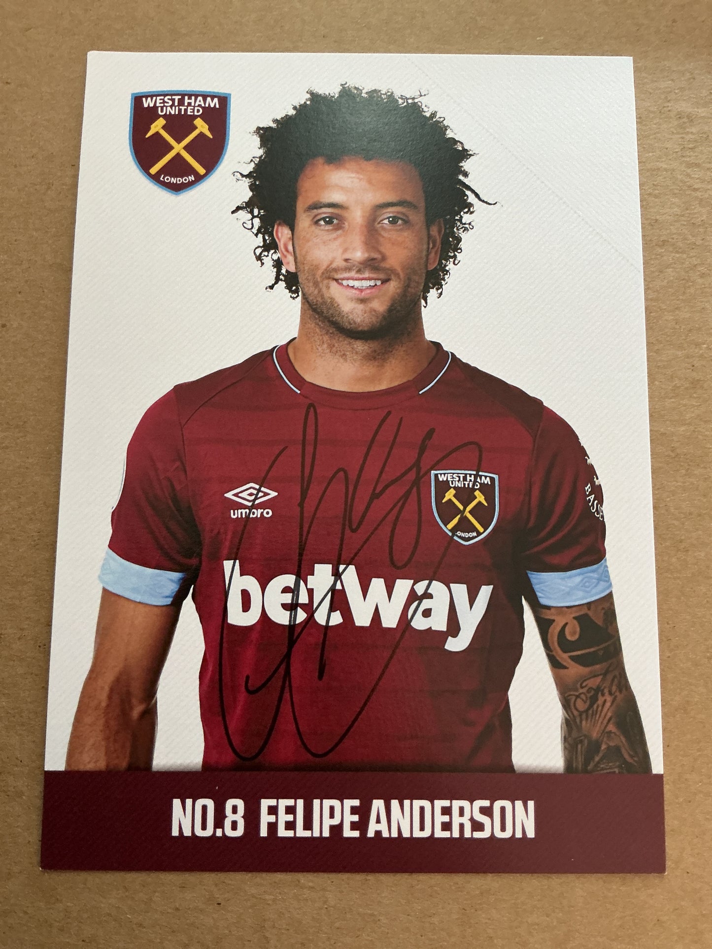 Felipe Anderson, Brazil 🇧🇷 West Ham United 2018/19 hand signed