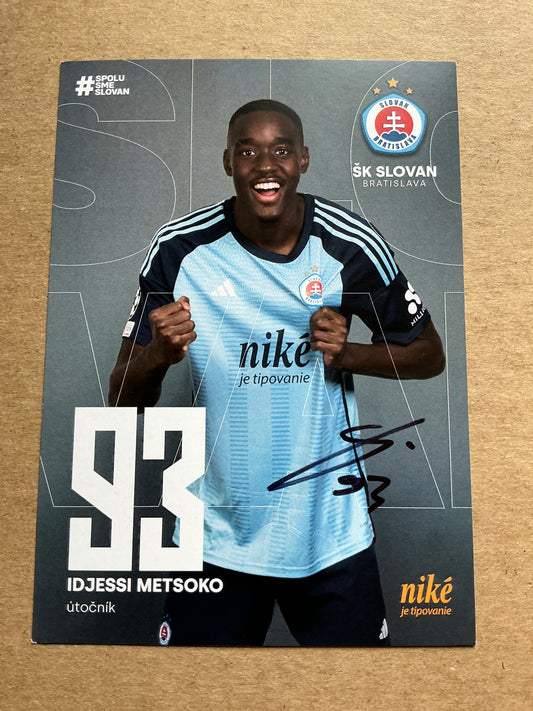 Idjessi Metsoko, France 🇫🇷 SK Slovan Bratislava 2024/25 hand signed