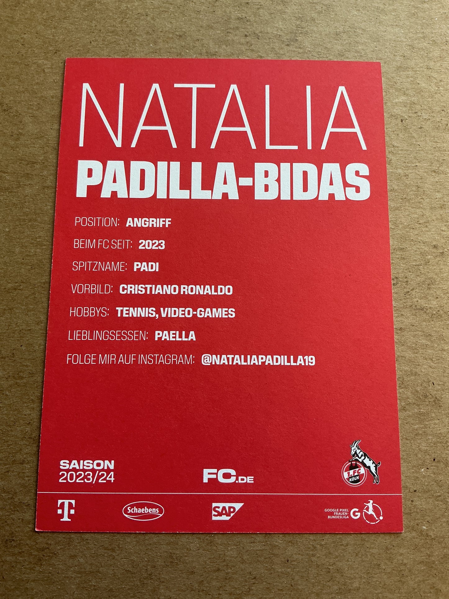 Natalia Pasilla-Bidas, Poland 🇵🇱 1.FC Köln 2023/24 hand signed
